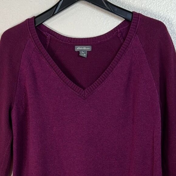 Eddie Bauer Purple V-Neck Sweater Size: M - Picture 2 of 8